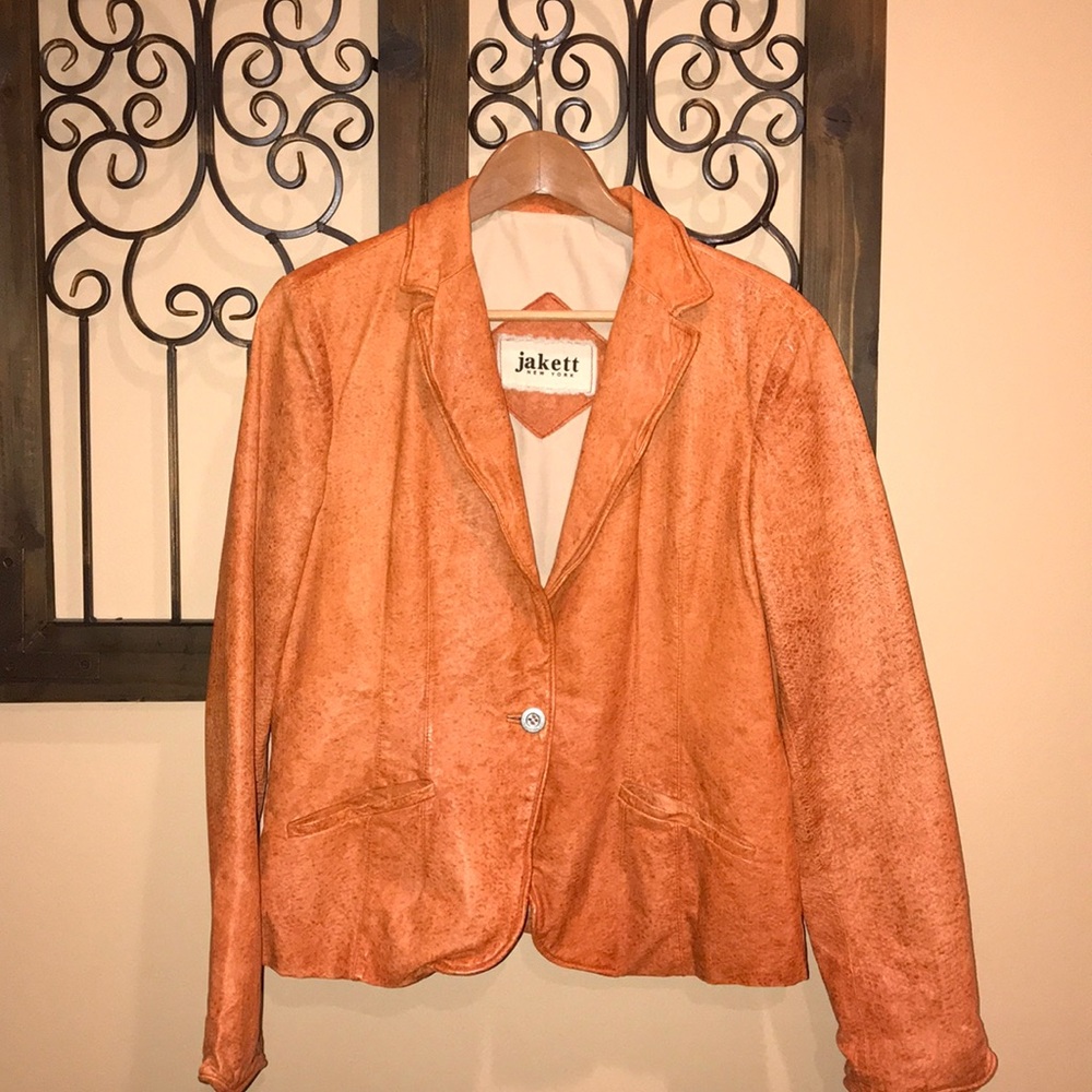 Orange leather jacket